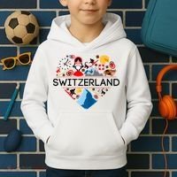SWITZERLAND LOVE | | Illustrated Swiss Symbol, Alpine Kids Hoodie thumb 2