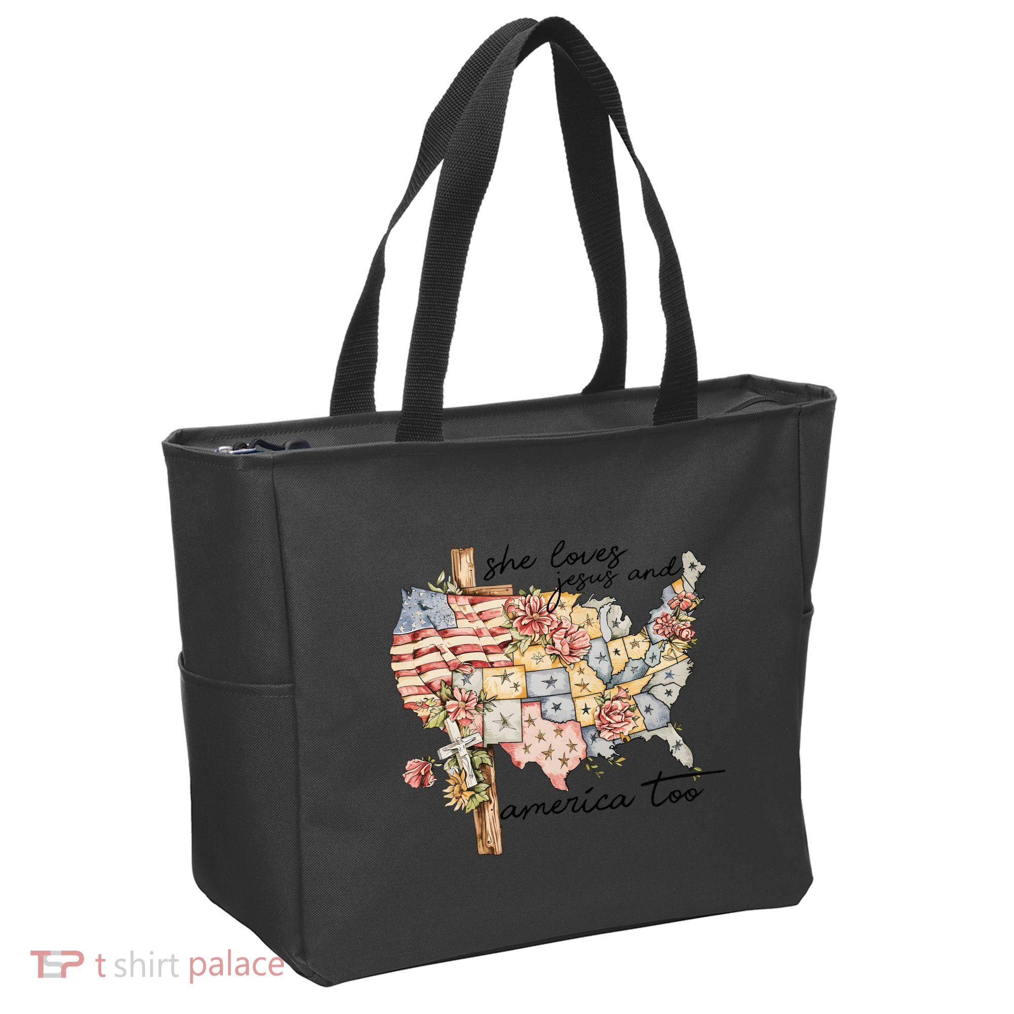 She Loves Jesus And America Too Usa Map Tote Bag