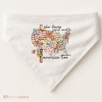 She Loves Jesus And America Too Usa Map USA-Made Doggie Bandana thumb 0