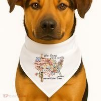 She Loves Jesus And America Too Usa Map USA-Made Doggie Bandana thumb 1