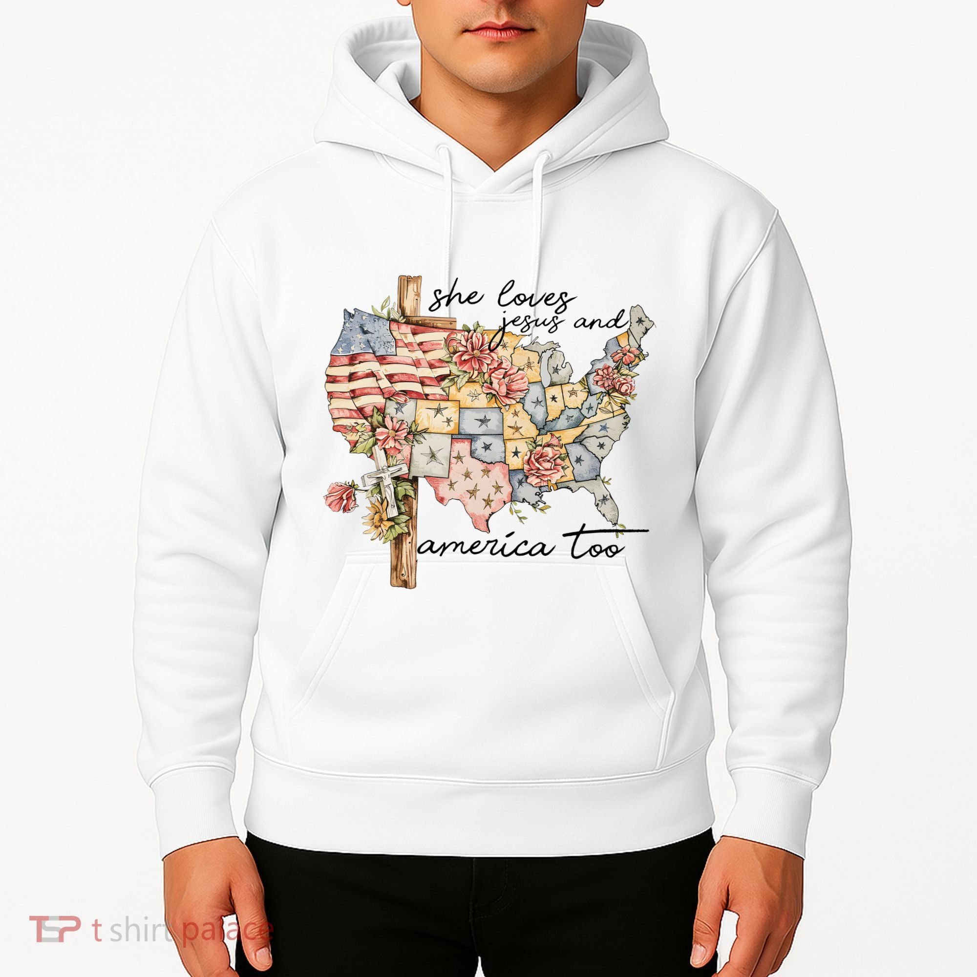 She Loves Jesus And America Too Usa Map Hoodie