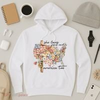 She Loves Jesus And America Too Usa Map Hoodie thumb 3