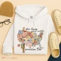 She Loves Jesus And America Too Usa Map Hoodie thumb 4