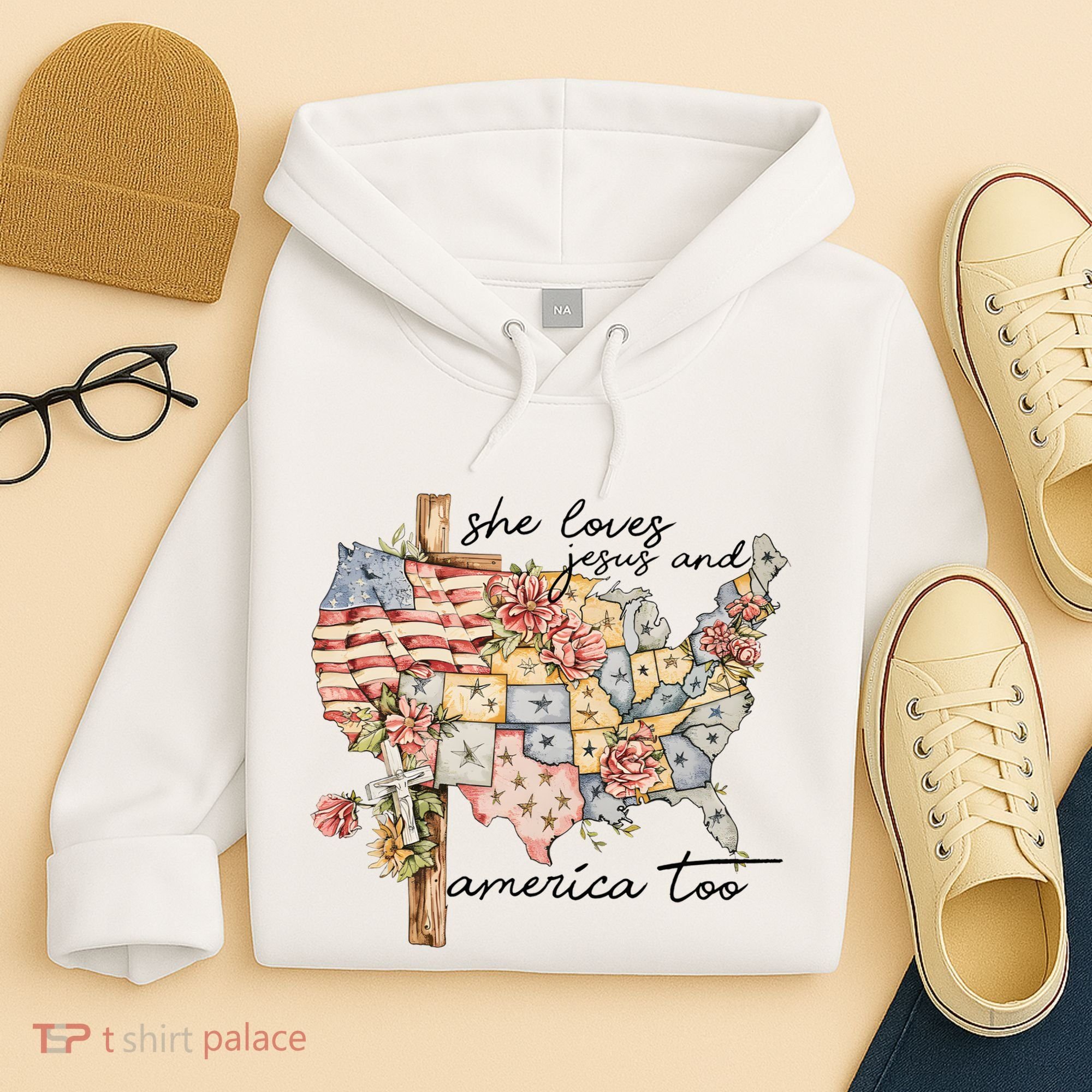 She Loves Jesus And America Too Usa Map Hoodie