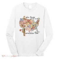 She Loves Jesus And America Too Usa Map Long Sleeve Shirt thumb 0