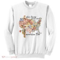 She Loves Jesus And America Too Usa Map Sweatshirt thumb 0