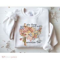 She Loves Jesus And America Too Usa Map Sweatshirt thumb 2