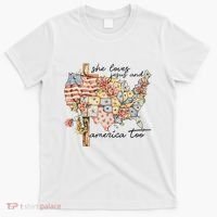 She Loves Jesus And America Too Usa Map T-Shirt thumb 0