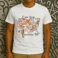 She Loves Jesus And America Too Usa Map T-Shirt thumb 3
