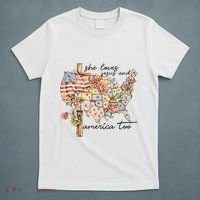 She Loves Jesus And America Too Usa Map T-Shirt thumb 5