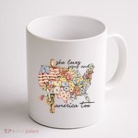 She Loves Jesus And America Too Usa Map Coffee Mug thumb 1