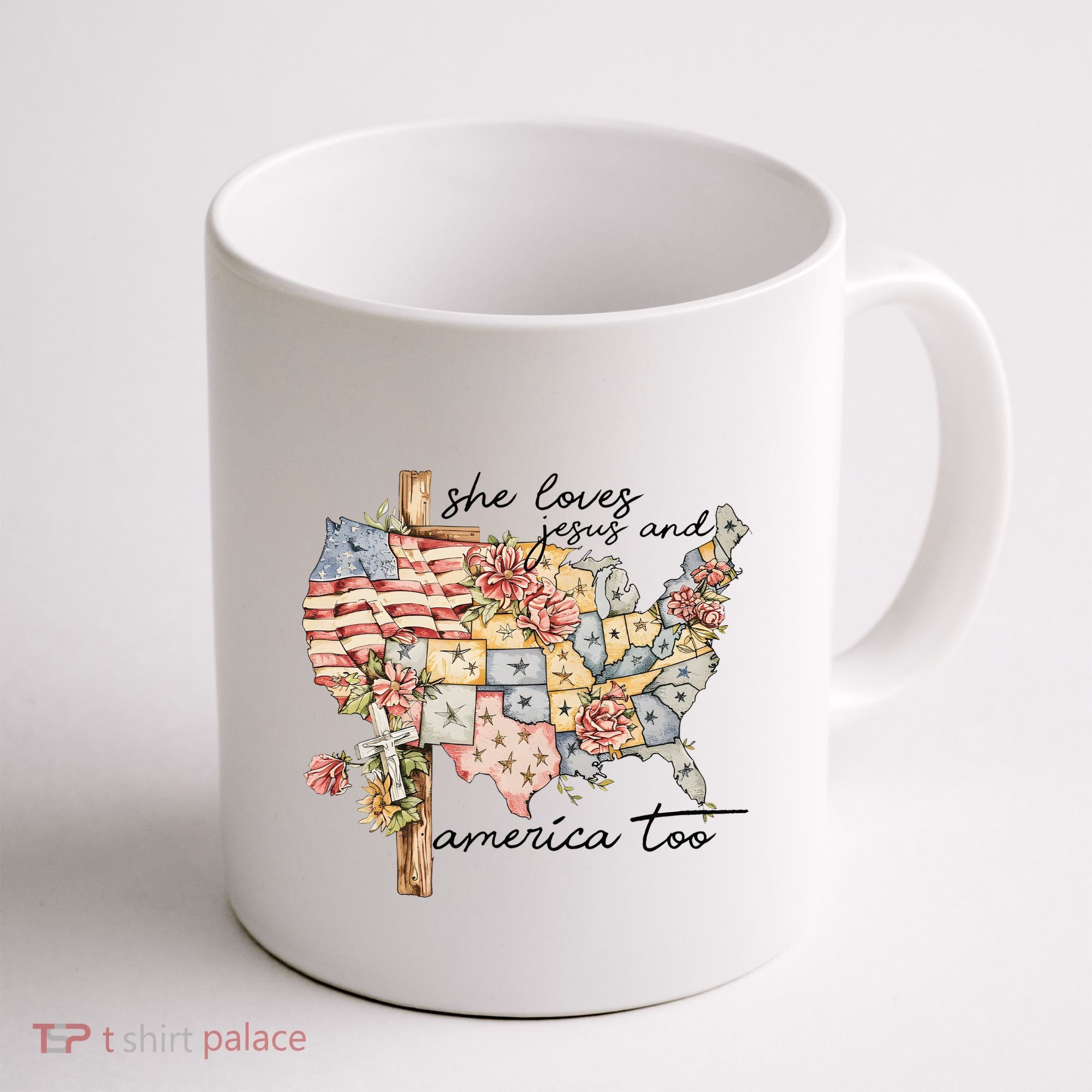 She Loves Jesus And America Too Usa Map Coffee Mug