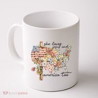 She Loves Jesus And America Too Usa Map Coffee Mug thumb 0