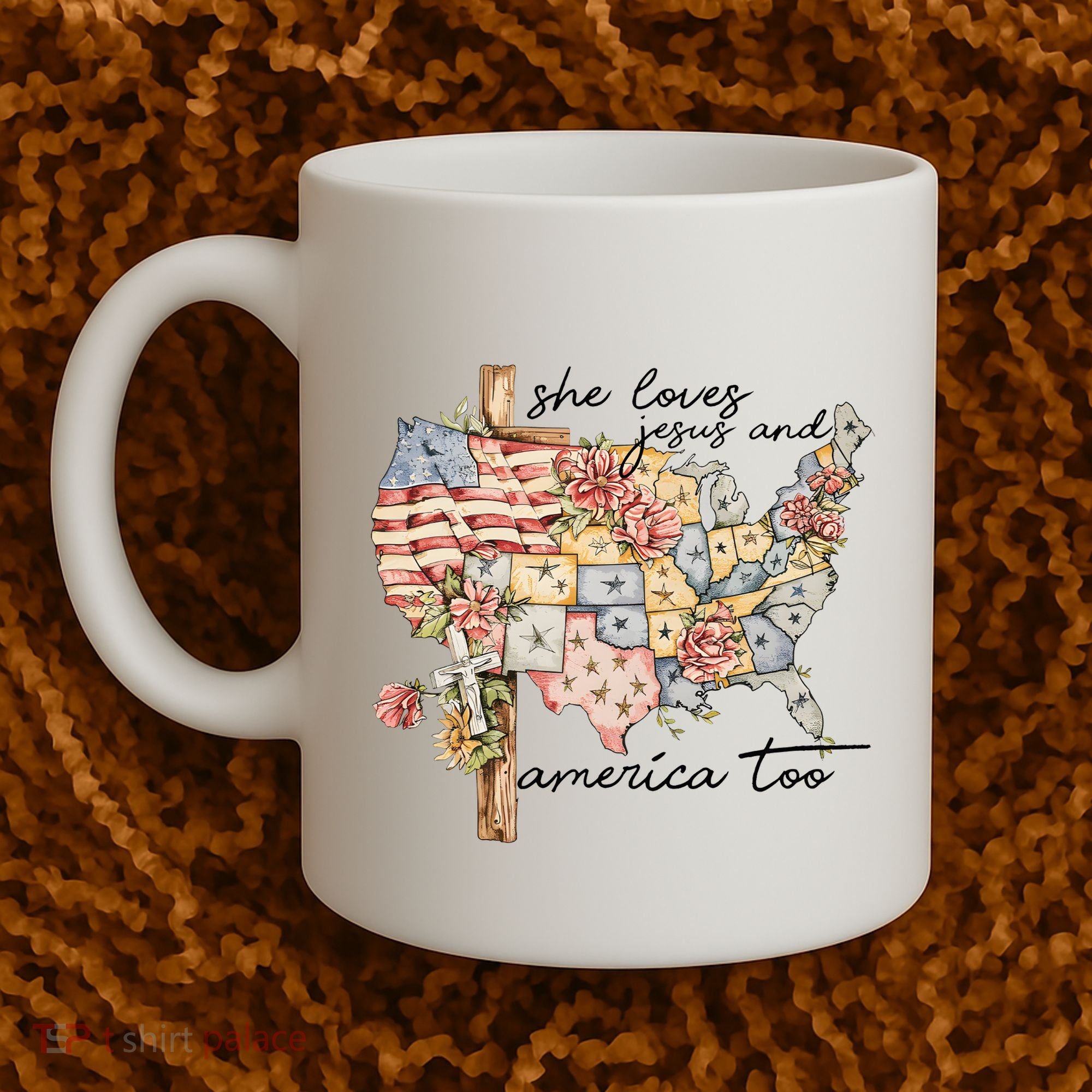 She Loves Jesus And America Too Usa Map Coffee Mug
