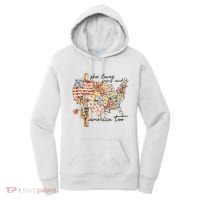 She Loves Jesus And America Too Usa Map Women's Hoodie thumb 0