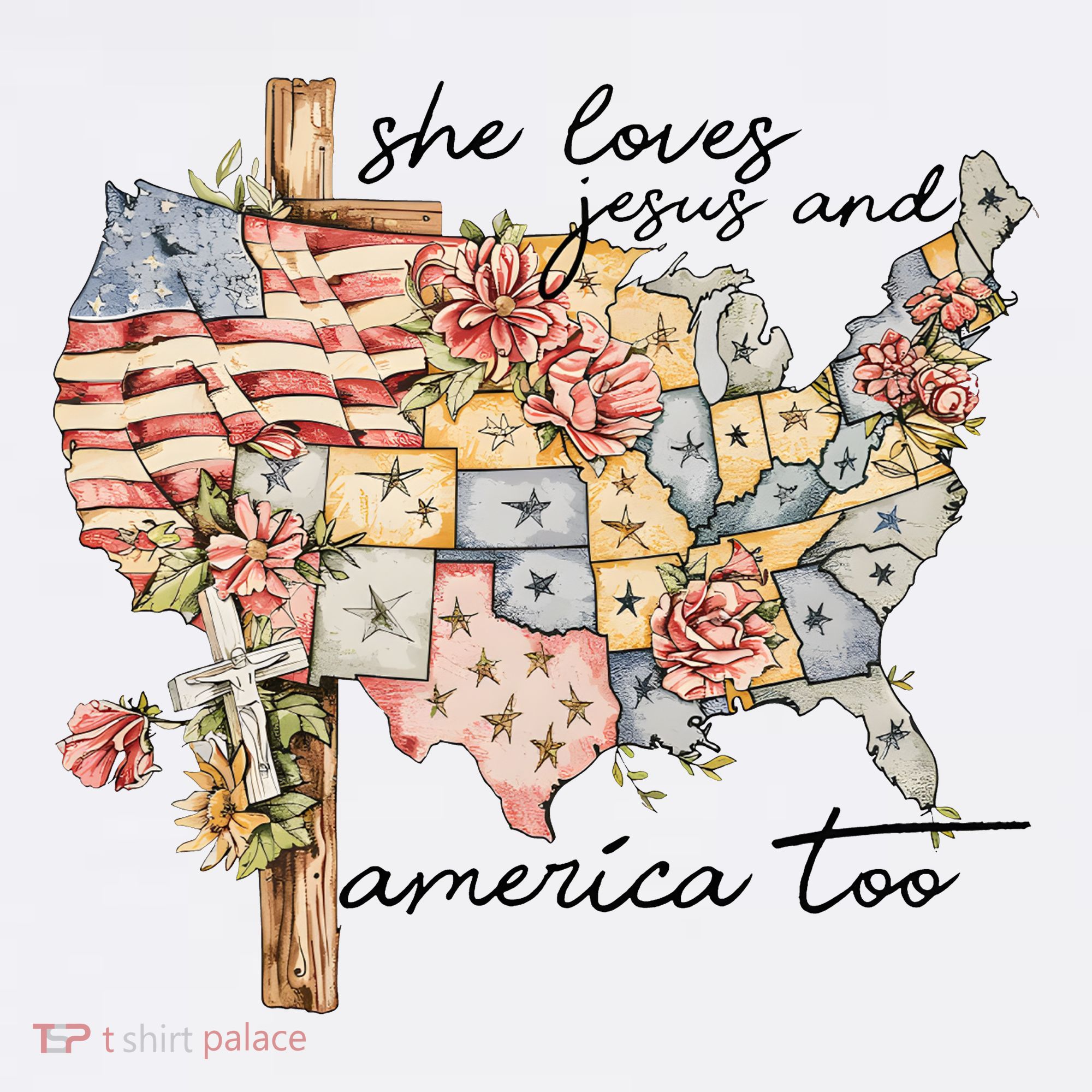 She Loves Jesus And America Too Usa Map Women's Hoodie