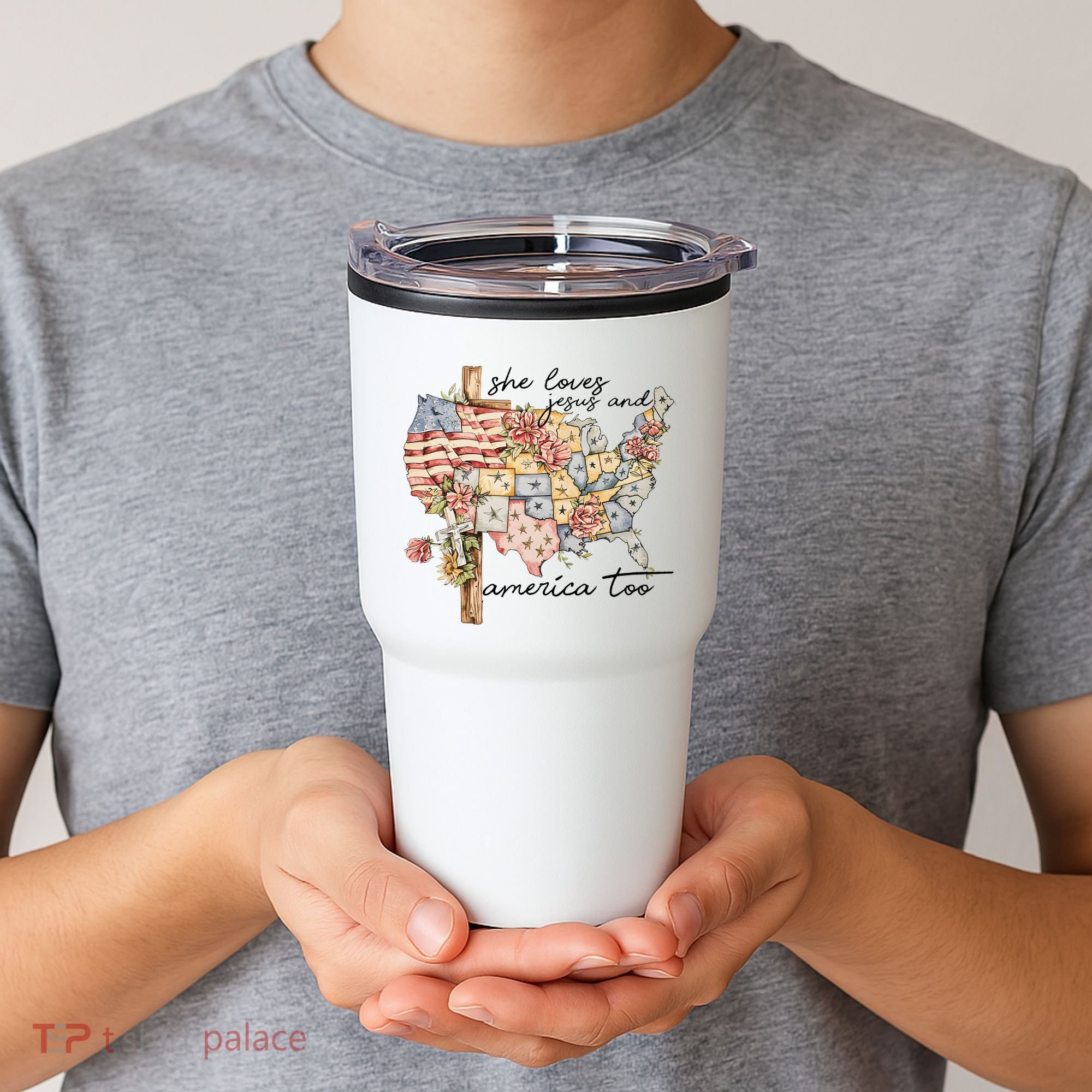She Loves Jesus And America Too Usa Map Tumbler