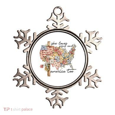 She Loves Jesus And America Too Usa Map Ornament