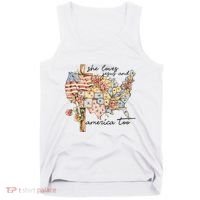 She Loves Jesus And America Too Usa Map Tank Top thumb 0