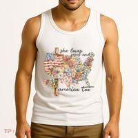 She Loves Jesus And America Too Usa Map Tank Top thumb 3