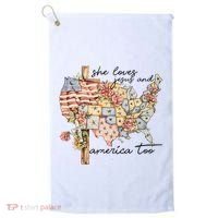 She Loves Jesus And America Too Usa Map Golf Towel thumb 0