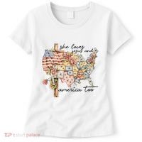 She Loves Jesus And America Too Usa Map Women's T-Shirt thumb 0