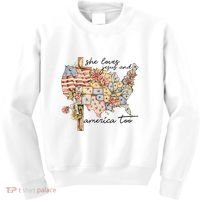 She Loves Jesus And America Too Usa Map Kids Sweatshirt thumb 0