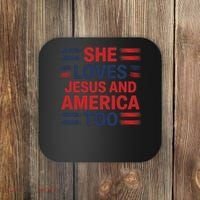 She Loves Jesus And America Too Coaster thumb 0