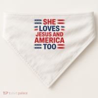 She Loves Jesus And America Too USA-Made Doggie Bandana thumb 0
