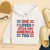 She Loves Jesus And America Too Hoodie thumb 4