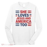 She Loves Jesus And America Too Long Sleeve Shirt thumb 0
