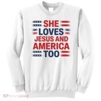 She Loves Jesus And America Too Sweatshirt thumb 0
