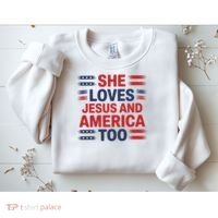 She Loves Jesus And America Too Sweatshirt thumb 2