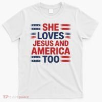 She Loves Jesus And America Too T-Shirt thumb 0