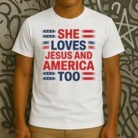 She Loves Jesus And America Too T-Shirt thumb 3