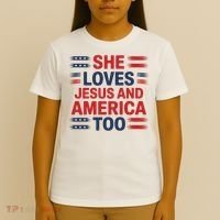 She Loves Jesus And America Too T-Shirt thumb 4
