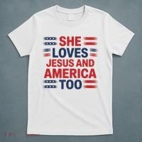 She Loves Jesus And America Too T-Shirt thumb 5