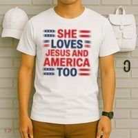 She Loves Jesus And America Too T-Shirt thumb 6