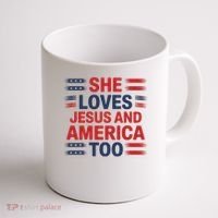 She Loves Jesus And America Too Coffee Mug thumb 1