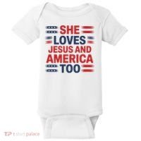 She Loves Jesus And America Too Baby Bodysuit thumb 0