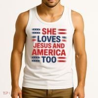 She Loves Jesus And America Too Tank Top thumb 3