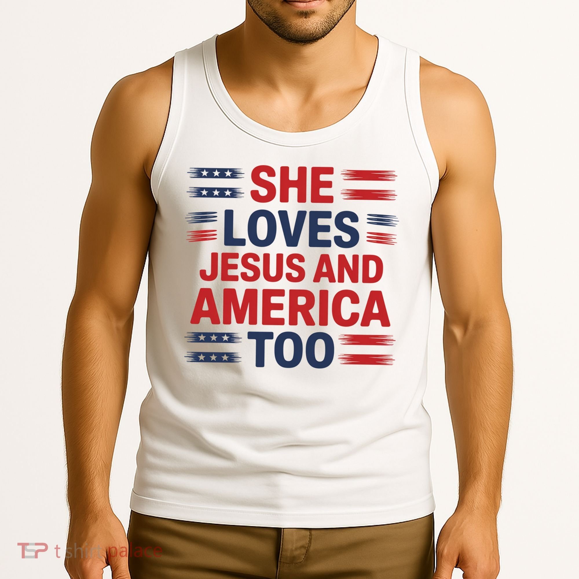 She Loves Jesus And America Too Tank Top