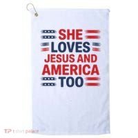 She Loves Jesus And America Too Golf Towel thumb 0