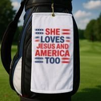 She Loves Jesus And America Too Golf Towel thumb 2
