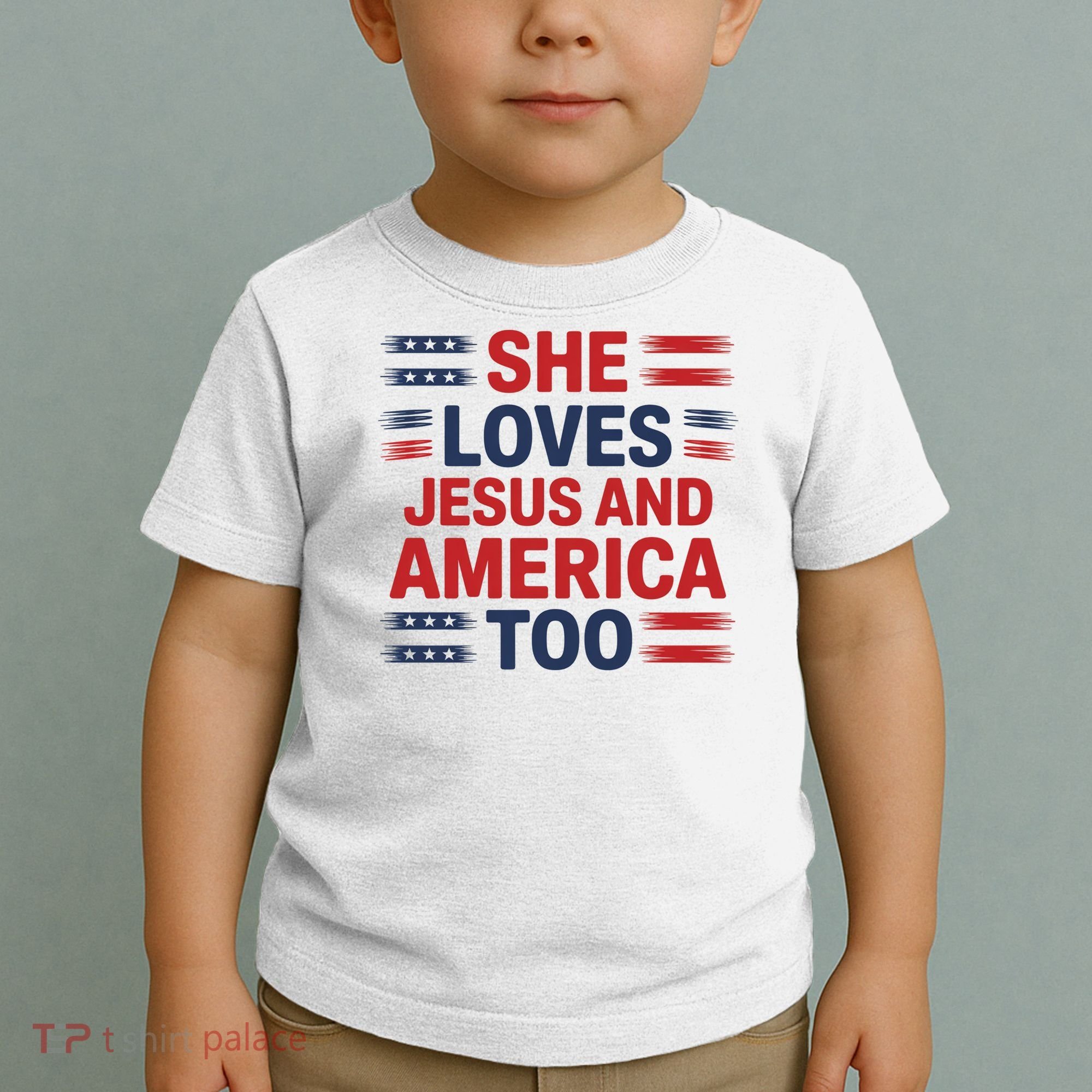 She Loves Jesus And America Too Toddler T-Shirt