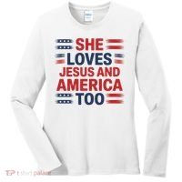 She Loves Jesus And America Too Women's Long Sleeve Shirt thumb 0