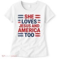 She Loves Jesus And America Too Women's T-Shirt thumb 0