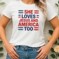 She Loves Jesus And America Too Women's T-Shirt thumb 2