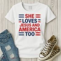 She Loves Jesus And America Too Women's T-Shirt thumb 3