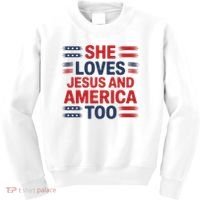 She Loves Jesus And America Too Kids Sweatshirt thumb 0